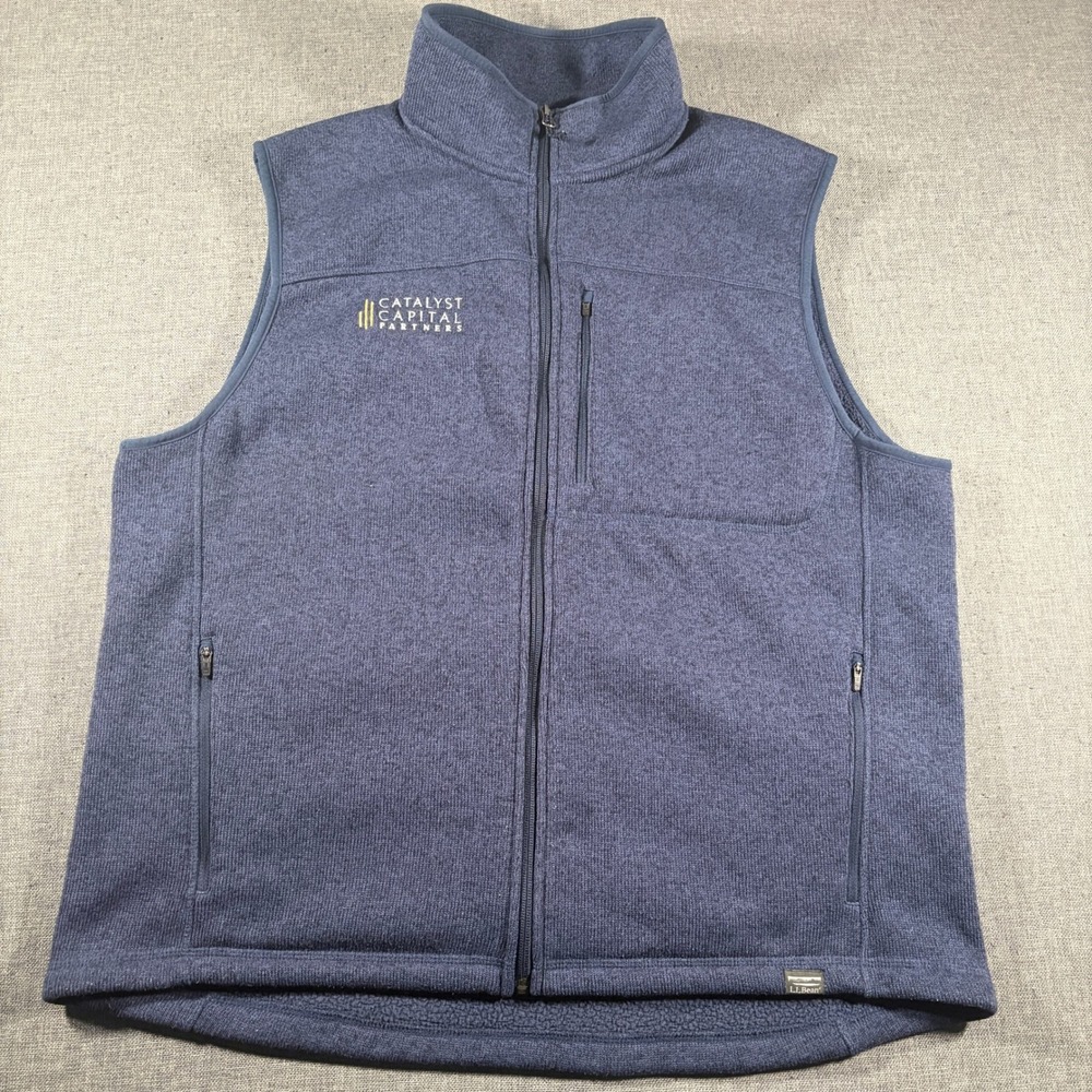 L.L.Bean Sweater Fleece‎ Vest Mens XL Blue Full Zip Lightweight 502209